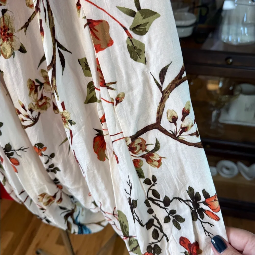 Sandy & Sid Floral Bird Kimono Cardigan Open Front Boho Drape Jacket Size S - Picture 3 of 7